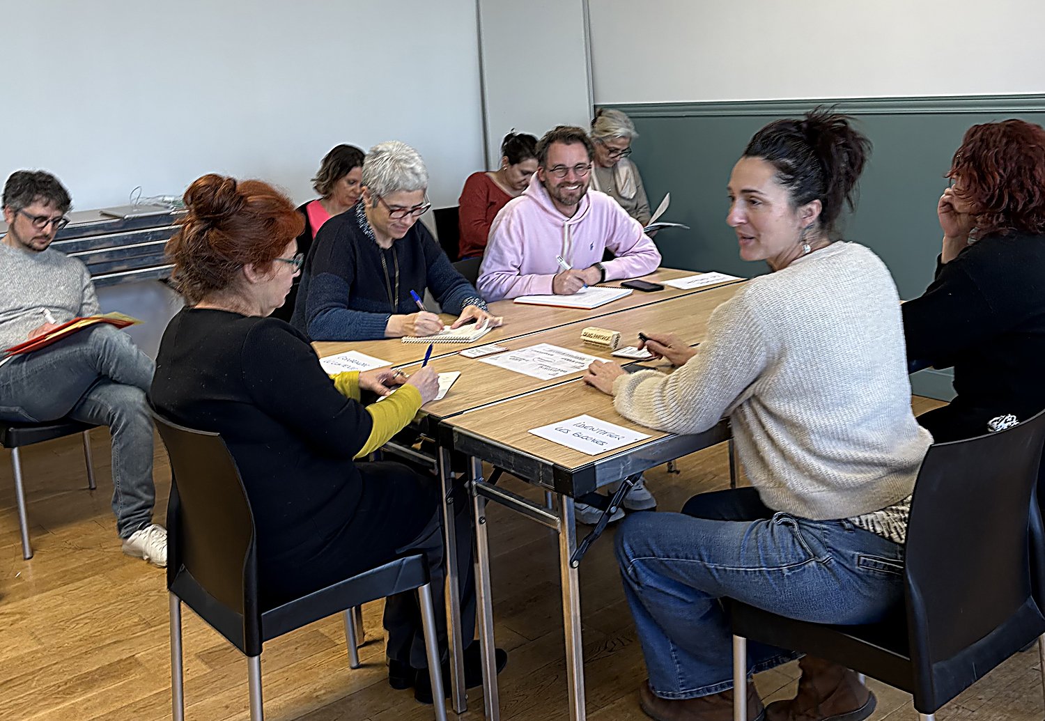 Anne Chimchirian forme de futurs intervenants en Analyse des Pratiques, en séance de groupe